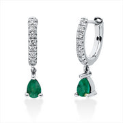 Ohrschmuck mit Smaragd  aus 750/-18 Karat Weißgold mit 16 Diamanten 0