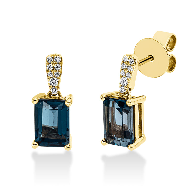 Ohrschmuck mit Topas  aus 750/-18 Karat Gelbgold mit 16 Diamanten 0