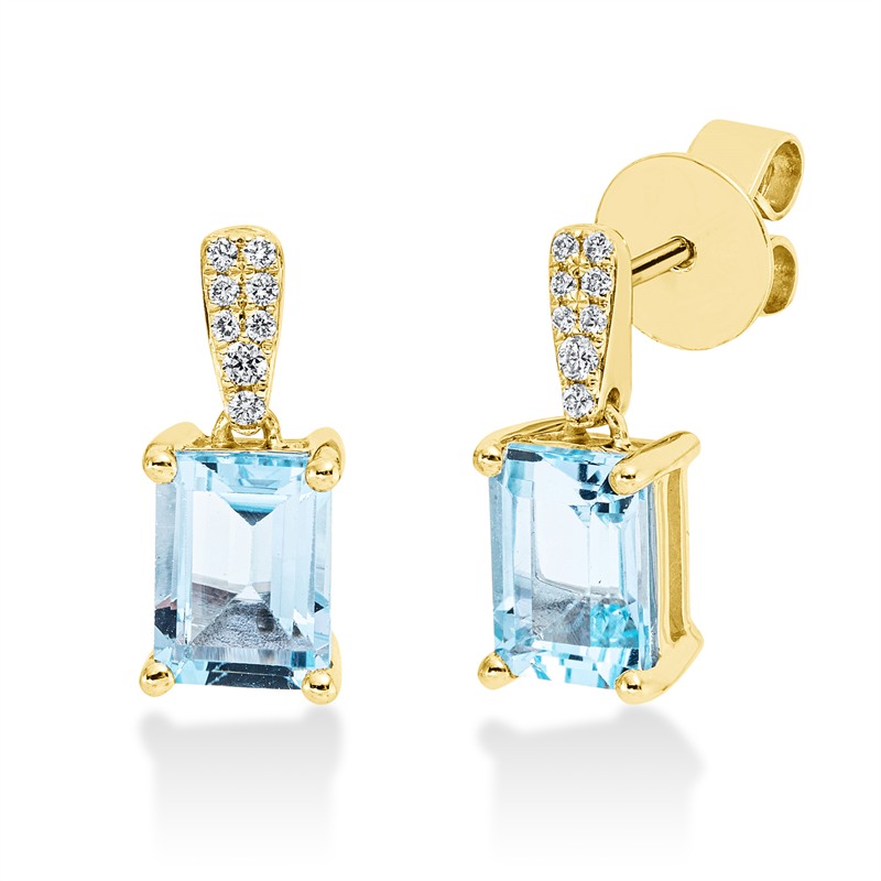 Ohrschmuck mit Topas  aus 750/-18 Karat Gelbgold mit 16 Diamanten 0