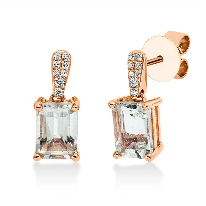 Ohrschmuck mit Amethyst  aus 750/-18 Karat Rotgold mit 16 Diamanten 0