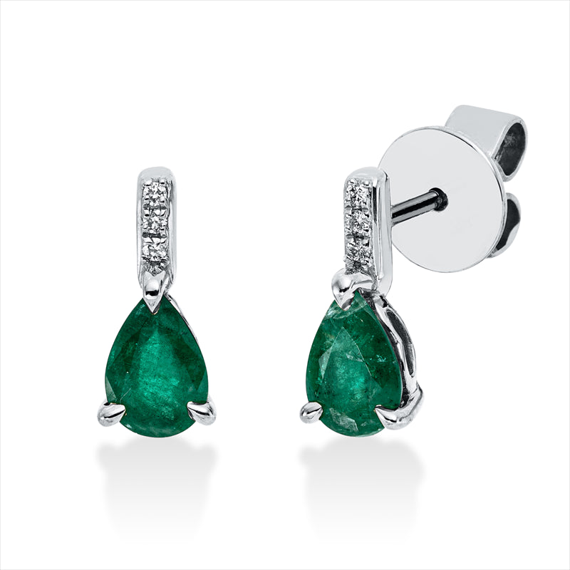 Ohrstecker mit Smaragd  aus 750/-18 Karat Weißgold mit 6 Diamanten 0