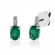 Ohrstecker mit Smaragd  aus 750/-18 Karat Weißgold mit 6 Diamanten 0