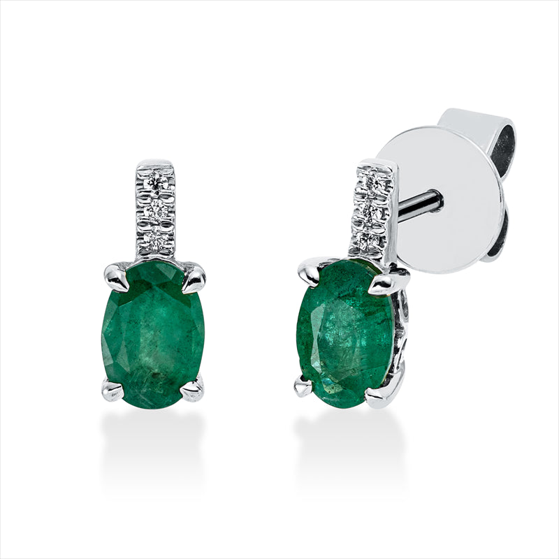 Ohrstecker mit Smaragd  aus 750/-18 Karat Weißgold mit 6 Diamanten 0