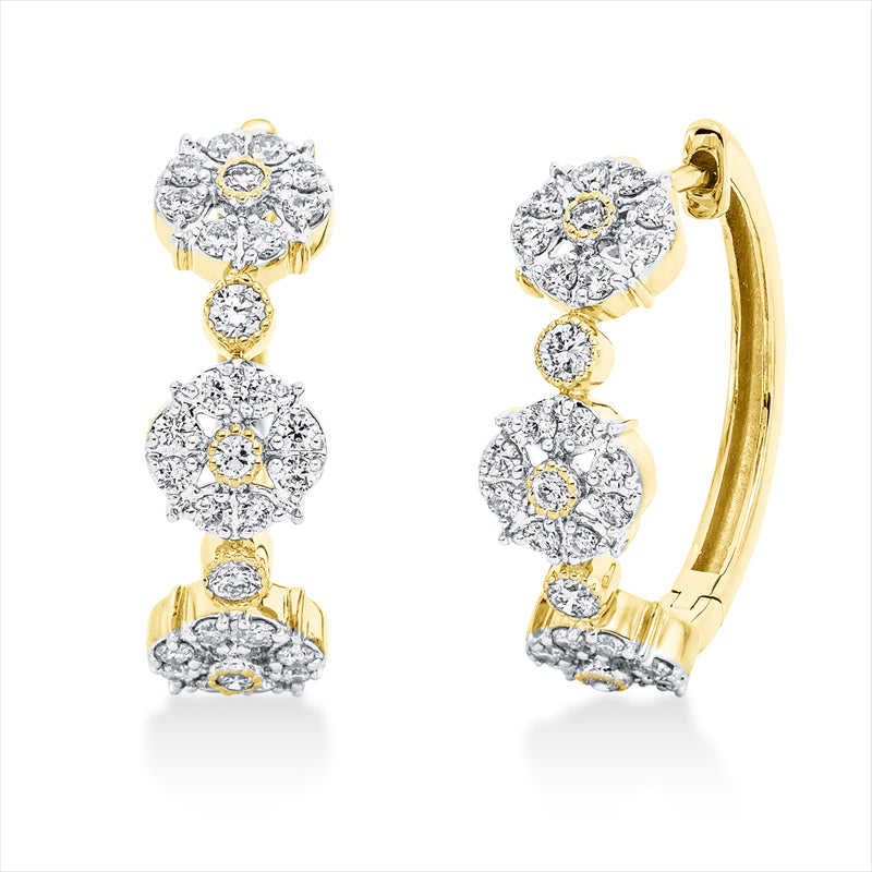 Creolen    aus 750/-18 Karat Gelbgold mit 58 Diamanten 0