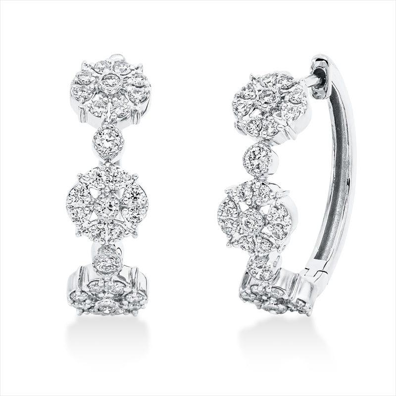 Creolen    aus 750/-18 Karat Weißgold mit 58 Diamanten 0