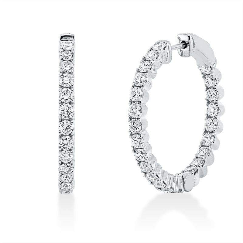 Creolen    aus 750/-18 Karat Weißgold mit 46 Diamanten 2 ct