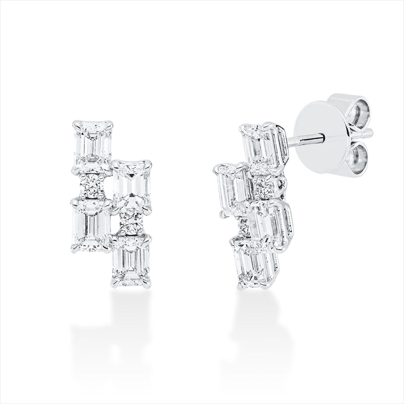 Ohrstecker    aus 750/-18 Karat Weißgold mit 12 Diamanten 1