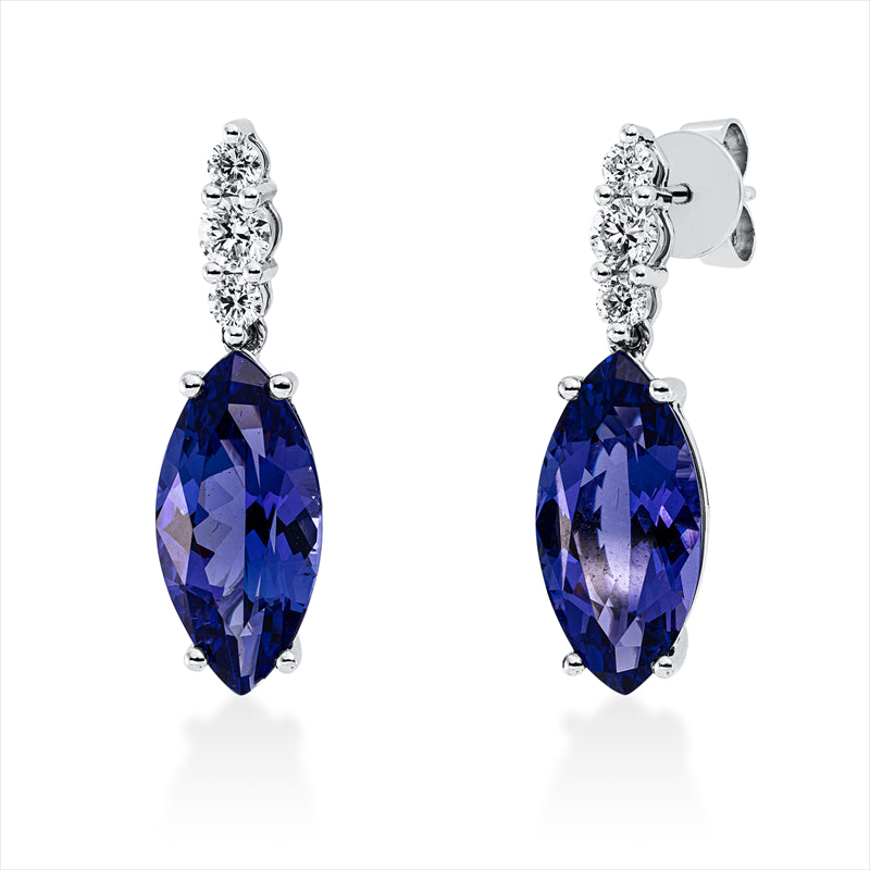 Ohrstecker mit Tansanit  aus 750/-18 Karat Weißgold mit 6 Diamanten 0