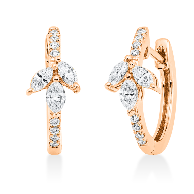 Creolen    aus 750/-18 Karat Rotgold mit 22 Diamanten 0