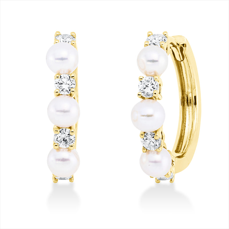 Creolen   mit Conch Perl aus 750/-18 Karat Gelbgold mit 8 Diamanten 0