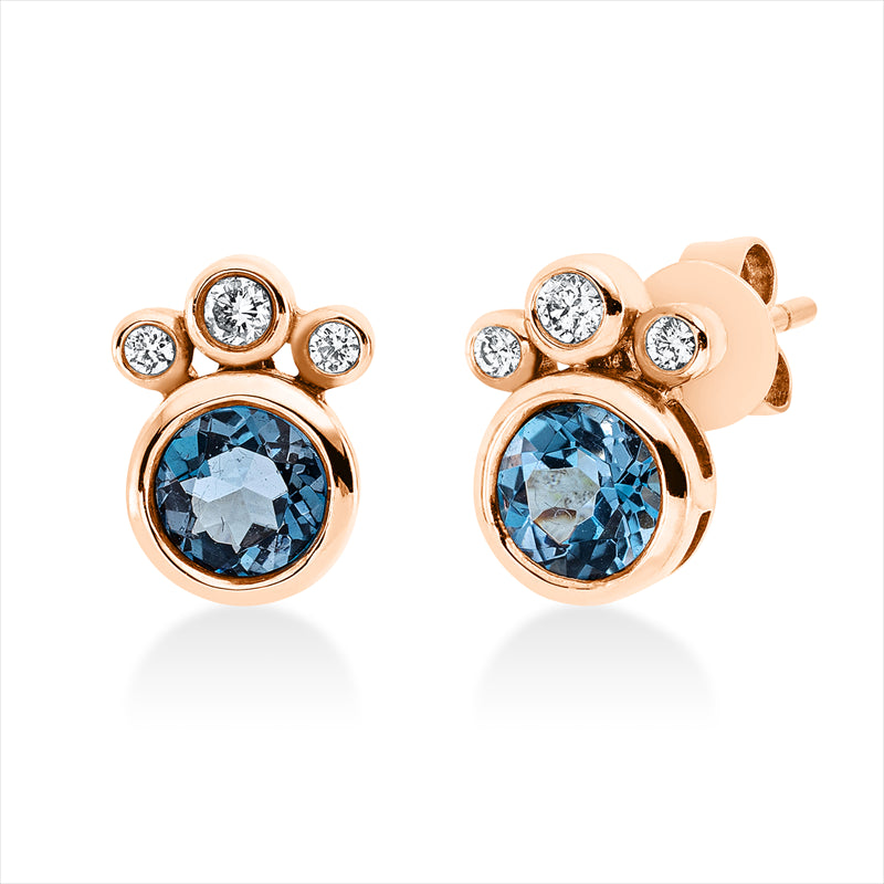 Ohrstecker mit Topas  aus 750/-18 Karat Rotgold mit 6 Diamanten 0