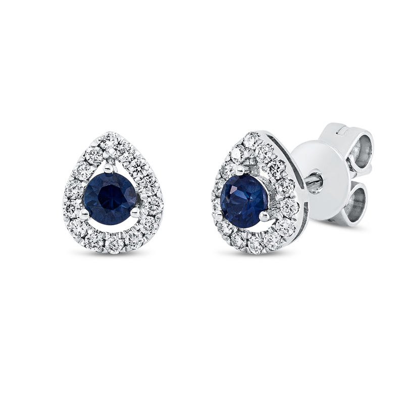 Ohrstecker mit Saphir  aus 750/-18 Karat Weißgold mit 28 Diamanten 0