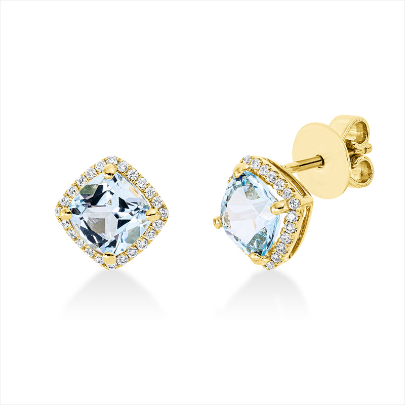 Ohrstecker mit Topas  aus 750/-18 Karat Gelbgold mit 48 Diamanten 0