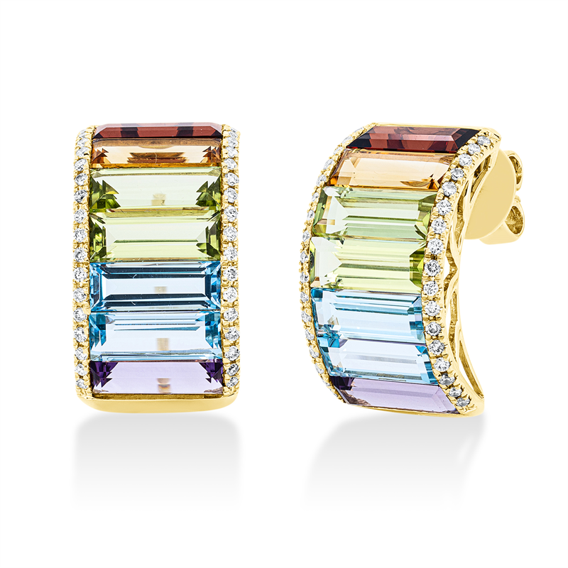 Ohrstecker mit Amethyst  aus 750/-18 Karat Gelbgold mit 68 Diamanten 0