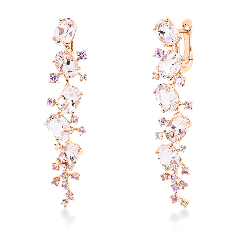 Ohrschmuck mit Saphir  aus 750/-18 Karat Rotgold mit 6 Diamanten 0