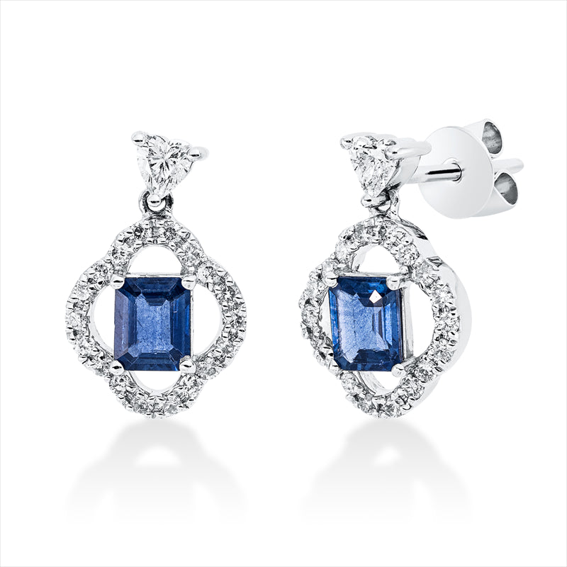 Ohrschmuck mit Saphir  aus 750/-18 Karat Weißgold mit 38 Diamanten 0