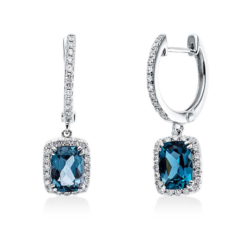 Ohrschmuck mit Topas  aus 585/-14 Karat Weißgold mit 62 Diamanten 0