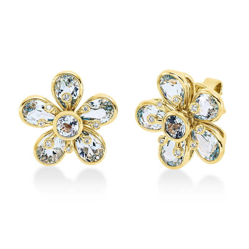 Ohrstecker mit Topas  aus 750/-18 Karat Gelbgold mit 16 Diamanten 0