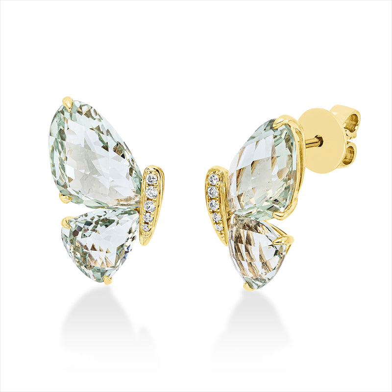 Ohrstecker mit Amethyst  aus 750/-18 Karat Gelbgold mit 10 Diamanten 0