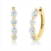 Creolen    aus 750/-18 Karat Gelbgold mit 8 Diamanten 1 ct