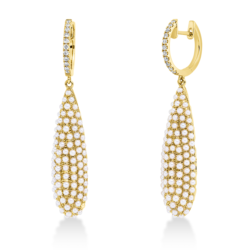 Ohrschmuck   mit Zuchtperle aus 750/-18 Karat Gelbgold mit 22 Diamanten 0