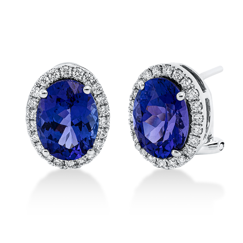 Creolen mit Tansanit  aus 750/-18 Karat Weißgold mit 44 Diamanten 0