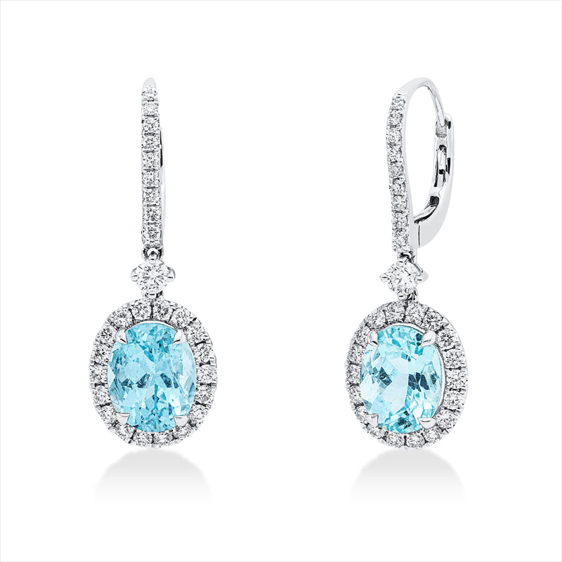 Ohrschmuck mit Paraiba  aus 750/-18 Karat Weißgold mit 56 Diamanten 0