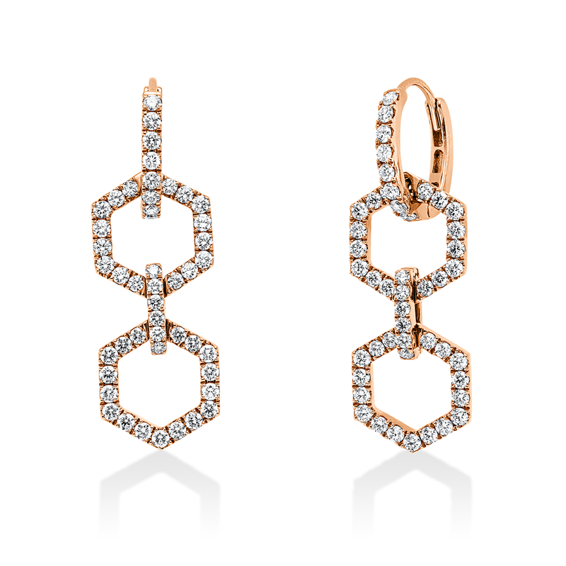 Ohrschmuck    aus 750/-18 Karat Rotgold mit 94 Diamanten 2