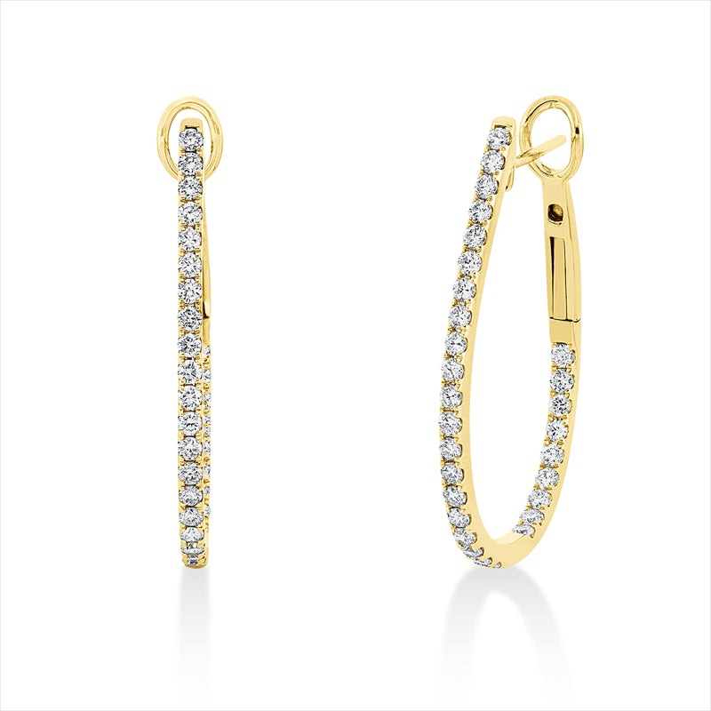 Creolen    aus 750/-18 Karat Gelbgold mit 58 Diamanten 1