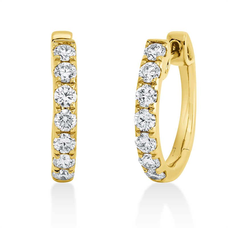 Creolen    aus 750/-18 Karat Gelbgold mit 14 Diamanten 1