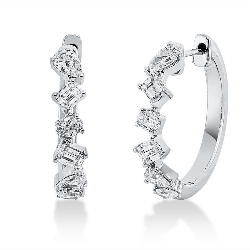 Creolen    aus 585/-14 Karat Weißgold mit 12 Diamanten 1 ct