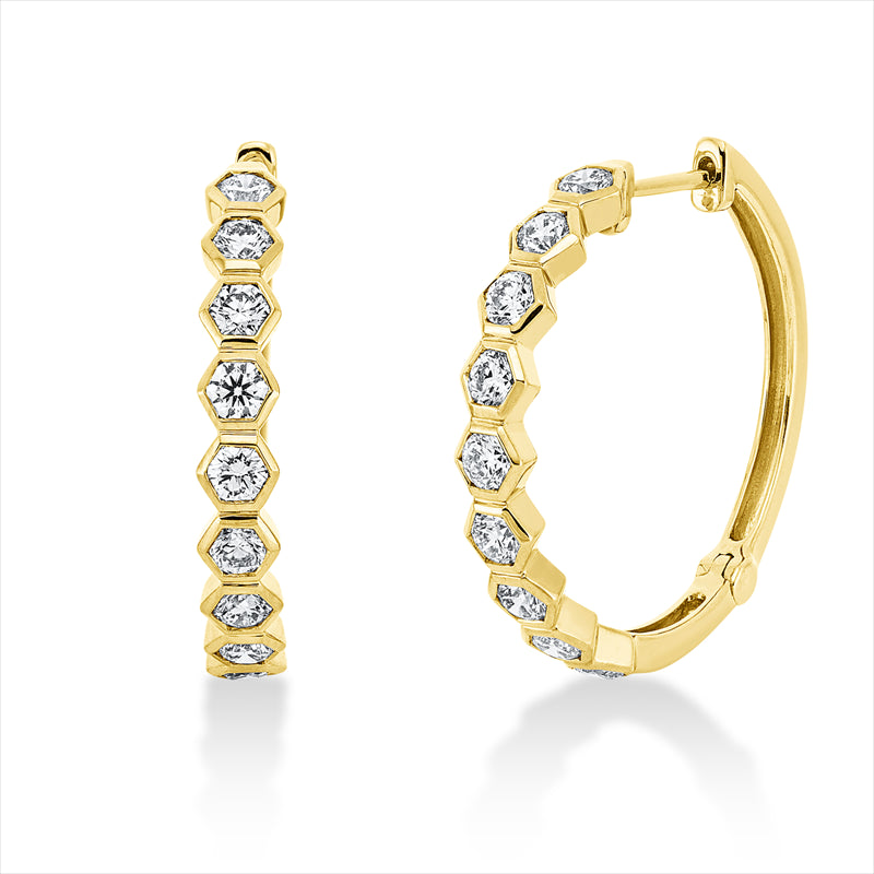 Creolen    aus 585/-14 Karat Gelbgold mit 18 Diamanten 1