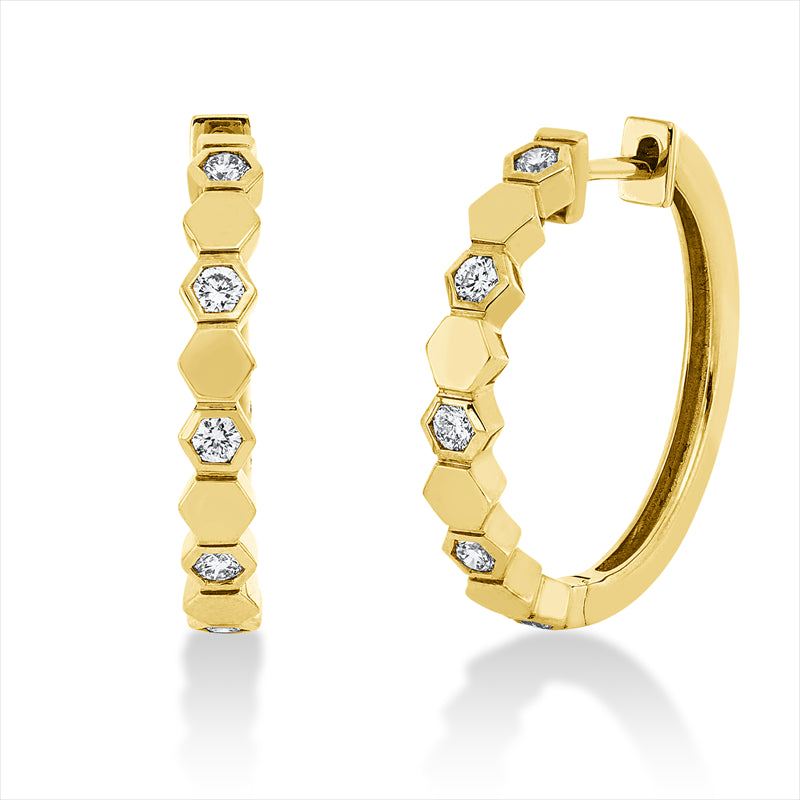 Creolen    aus 585/-14 Karat Gelbgold mit 10 Diamanten 0