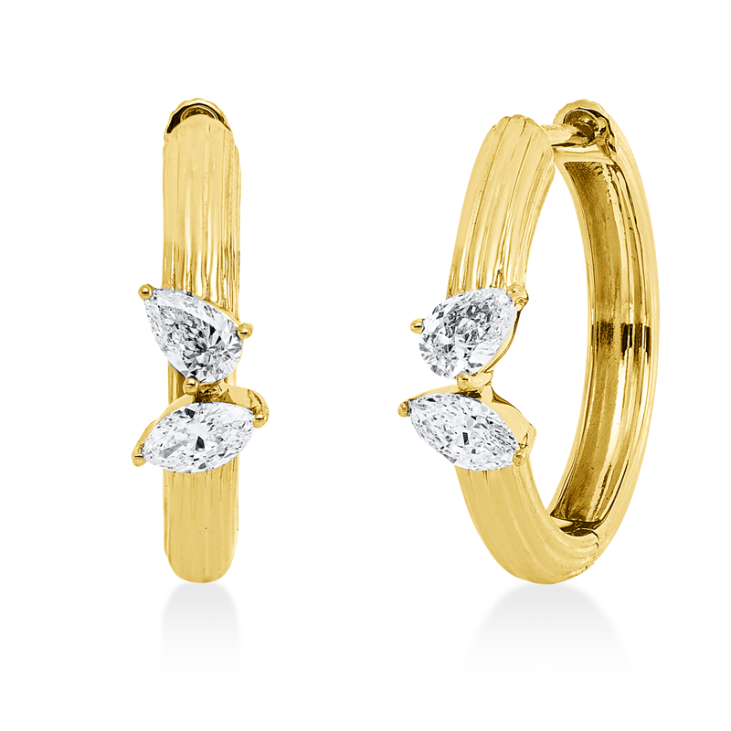 Creolen    aus 585/-14 Karat Gelbgold mit 4 Diamanten 0