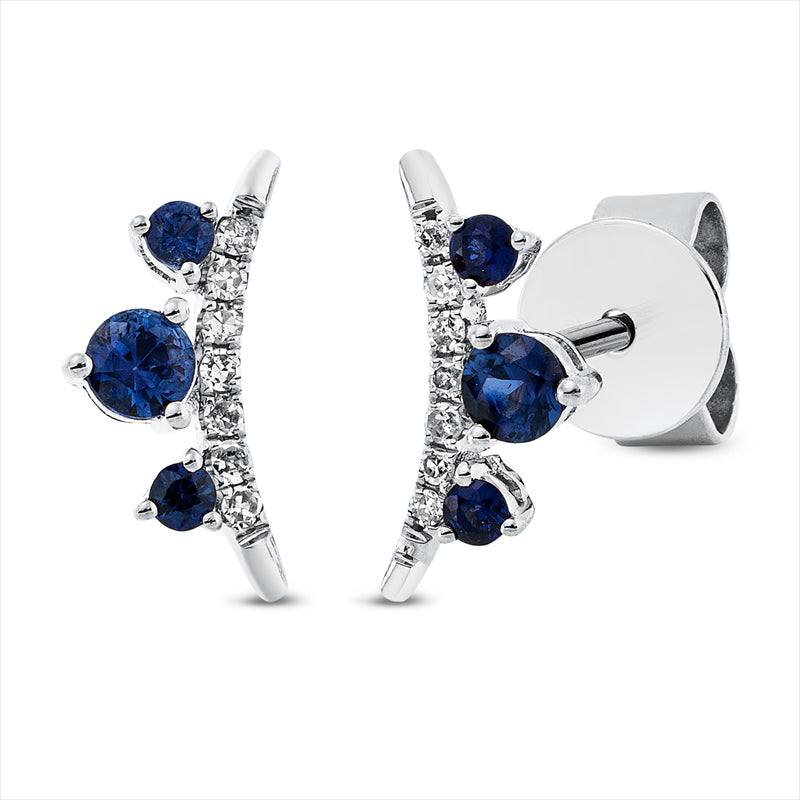 Ohrstecker mit Saphir  aus 750/-18 Karat Weißgold mit 14 Diamanten 0