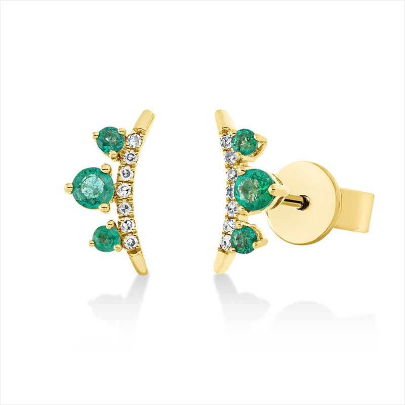 Ohrstecker mit Smaragd  aus 750/-18 Karat Gelbgold mit 14 Diamanten 0