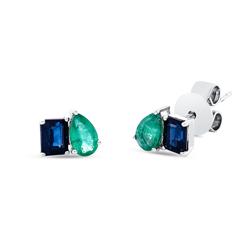 Ohrstecker mit Smaragd  aus 750/-18 Karat Weißgold  