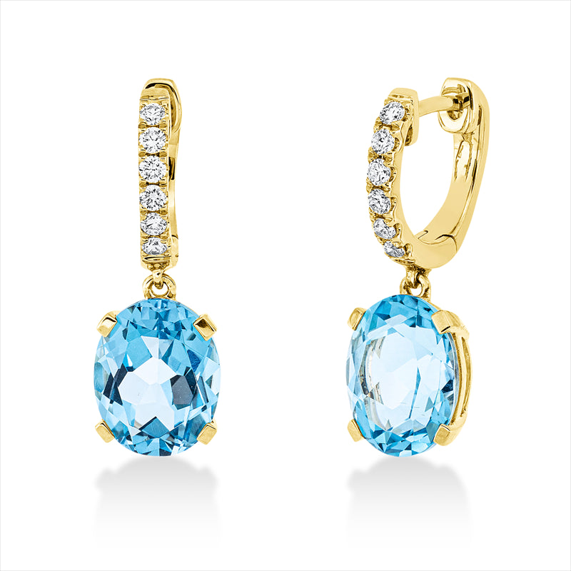 Ohrschmuck mit Topas  aus 750/-18 Karat Gelbgold mit 12 Diamanten 0