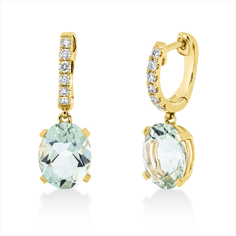 Ohrschmuck mit Amethyst  aus 750/-18 Karat Gelbgold mit 12 Diamanten 0