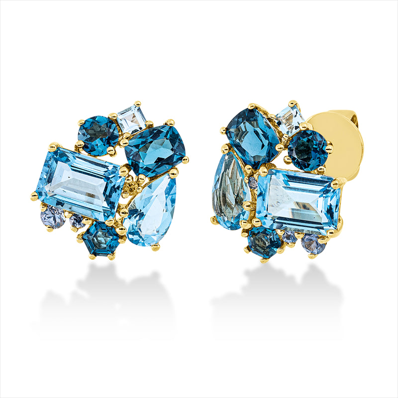 Ohrstecker mit Saphir  aus 750/-18 Karat Gelbgold  