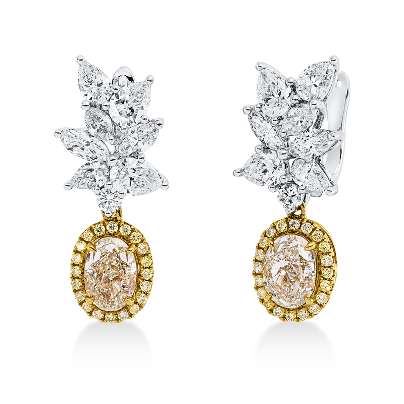 Ohrschmuck    aus 750/-18 Karat Weißgold / Gelbgold mit 58 Diamanten 4