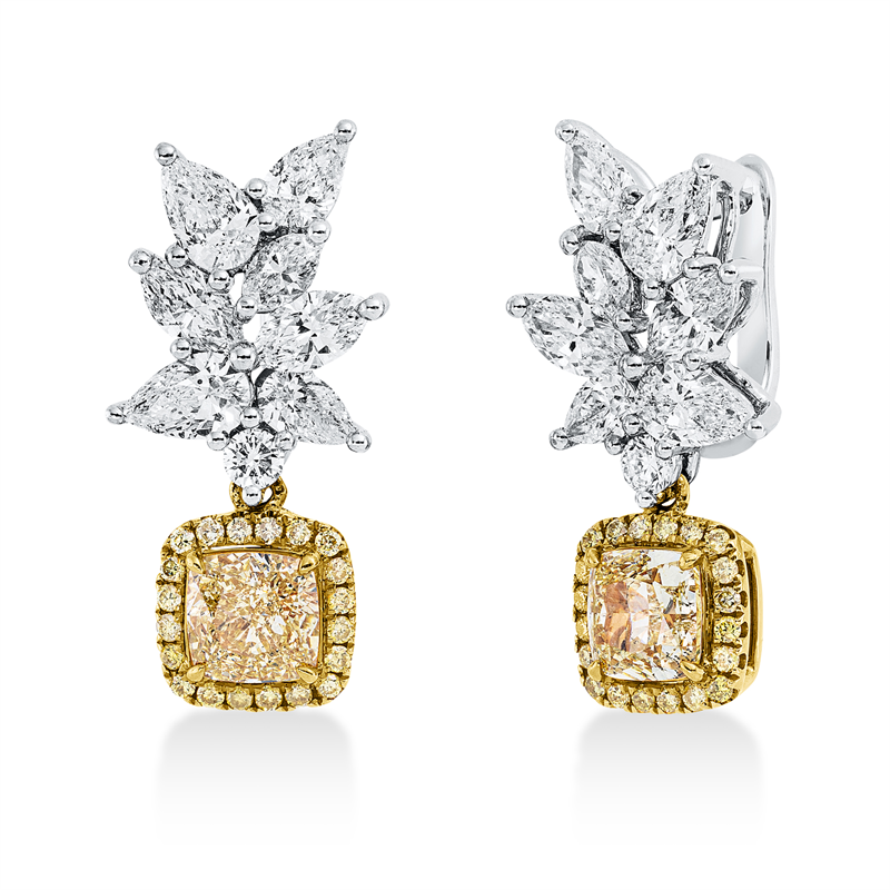 Ohrschmuck    aus 750/-18 Karat Weißgold / Gelbgold mit 58 Diamanten 3