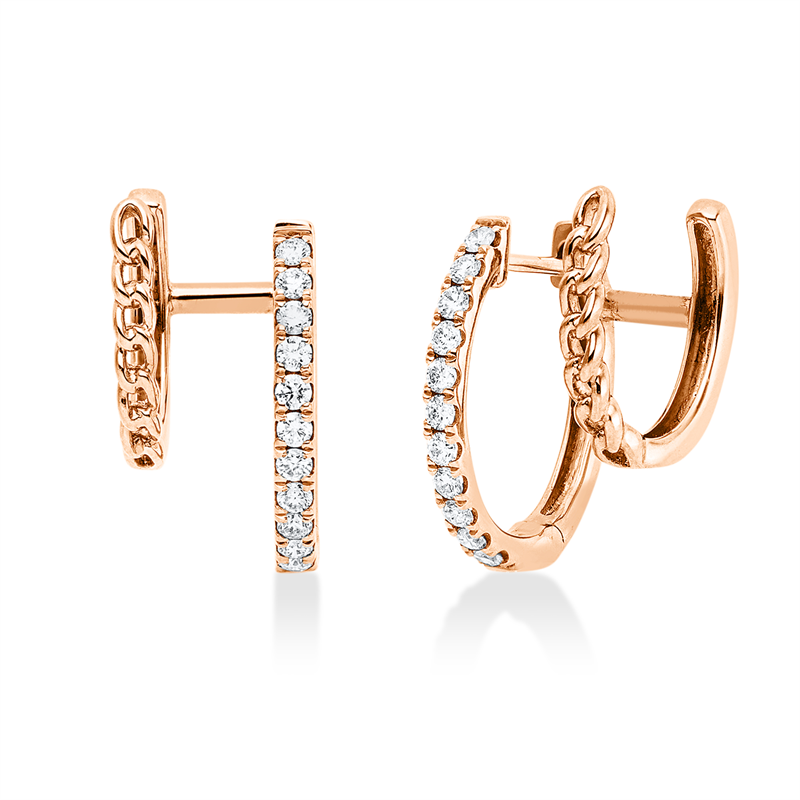 Ohrschmuck    aus 750/-18 Karat Rotgold mit 22 Diamanten 0