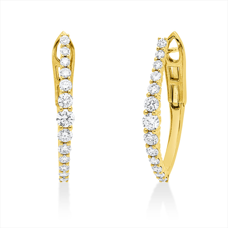 Creolen    aus 750/-18 Karat Gelbgold mit 26 Diamanten 1 ct