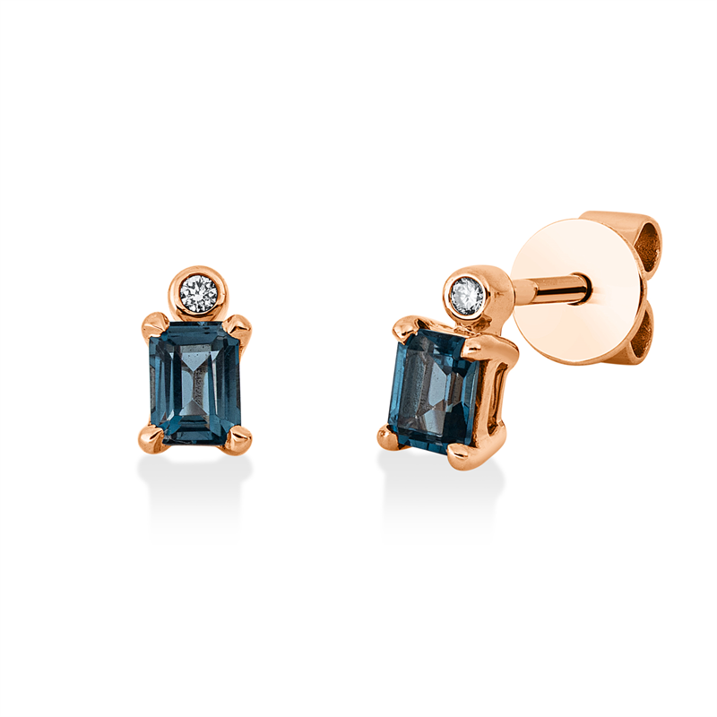 Ohrstecker mit Topas  aus 750/-18 Karat Rotgold mit 2 Diamanten 0