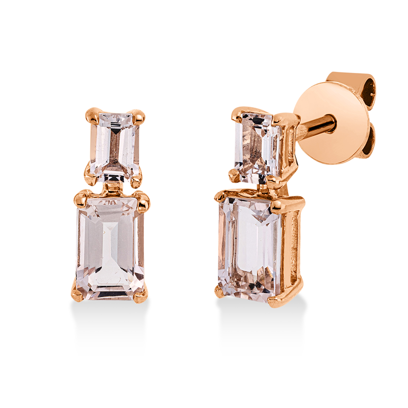 Ohrstecker mit Morganit  aus 750/-18 Karat Rotgold  