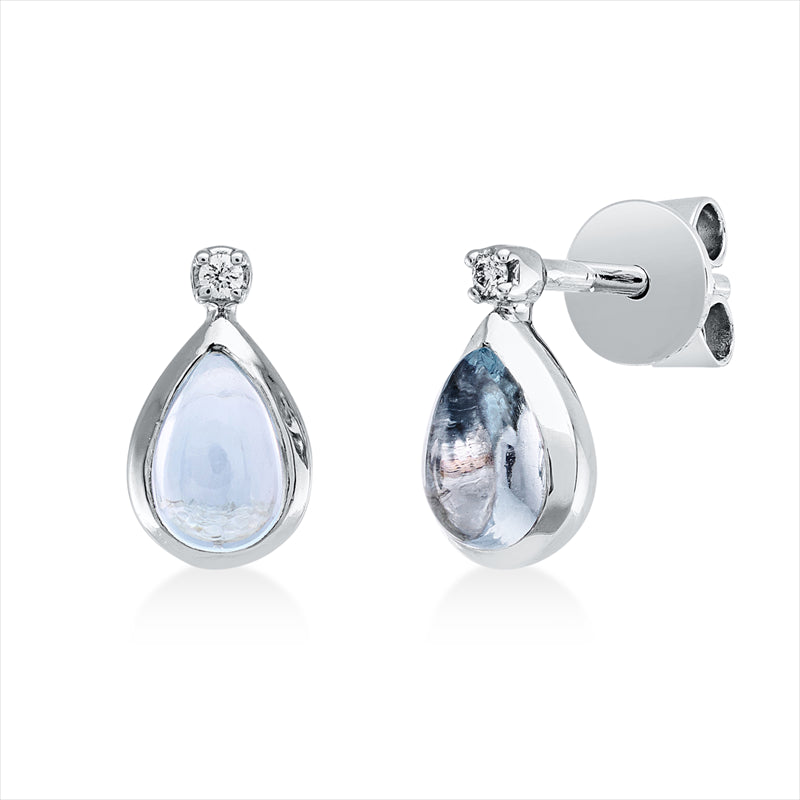 Ohrstecker mit Topas  aus 750/-18 Karat Weißgold mit 2 Diamanten 0