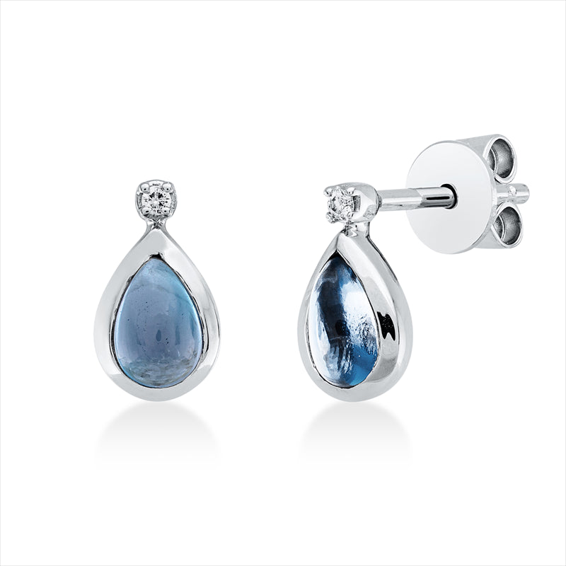 Ohrstecker mit Topas  aus 750/-18 Karat Weißgold mit 2 Diamanten 0