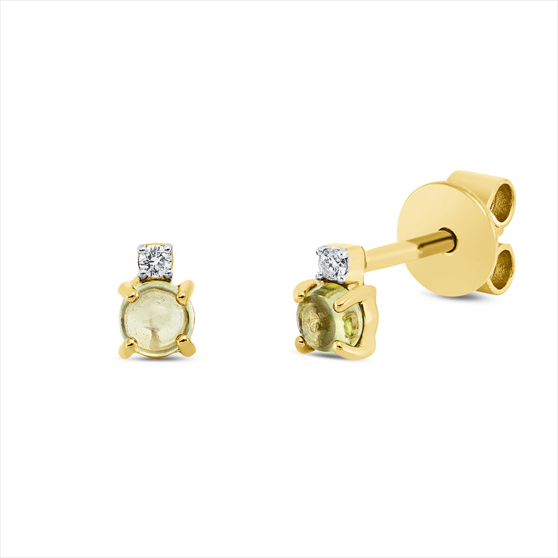 Ohrstecker mit Peridot  aus 750/-18 Karat Gelbgold mit 2 Diamanten 0