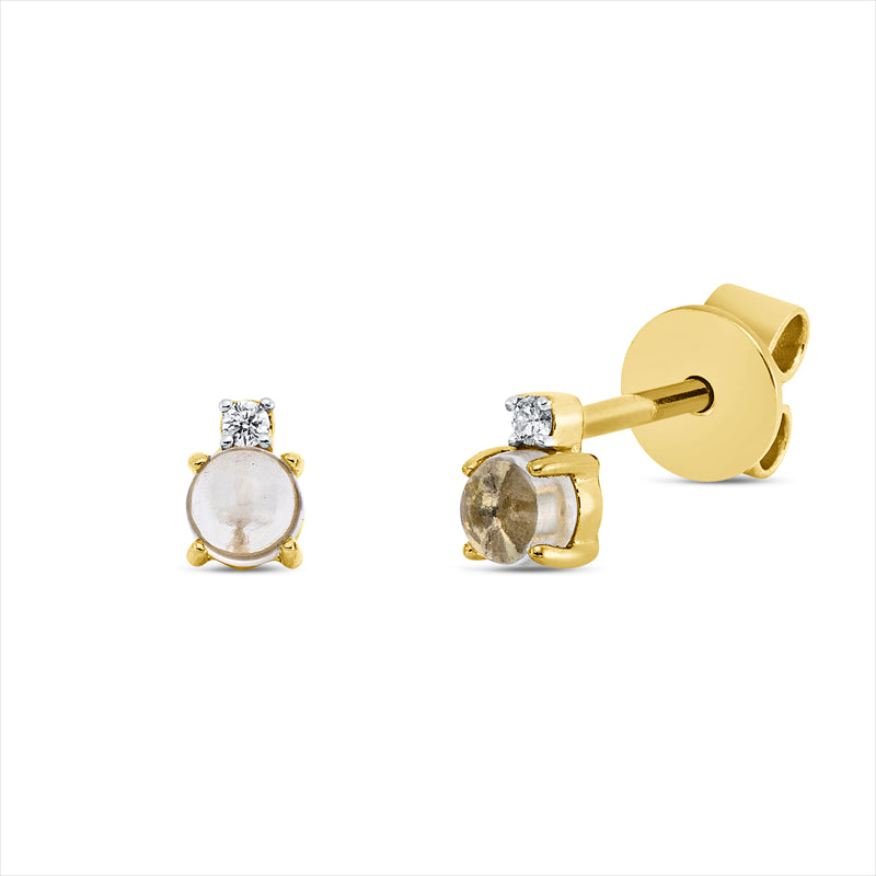 Ohrstecker mit Amethyst  aus 750/-18 Karat Gelbgold mit 2 Diamanten 0
